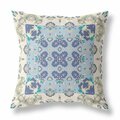 Palacedesigns 26 in. Rose Box Indoor & Outdoor Zippered Throw Pillow Off-White & Blue PA3101111